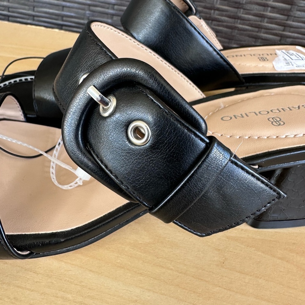 Bandolino Women’s Leather Black Size: 7.5 Buckle Heeled Mules - Picture 3 of 11